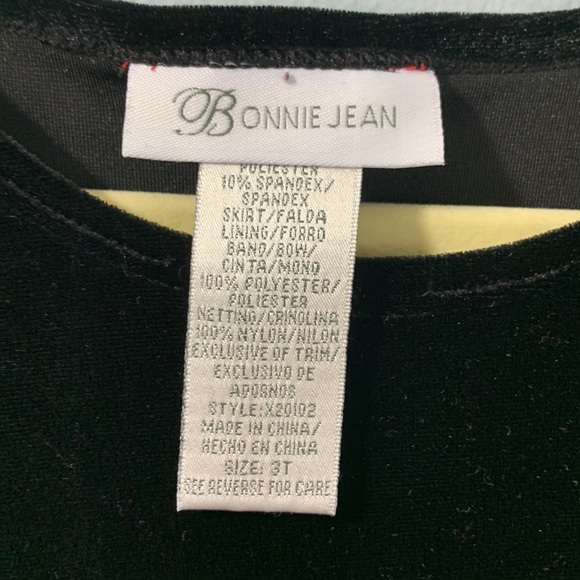 Bonnie Jean black and red plaid with polka dots velvet bodice 3T - Picture 2 of 4